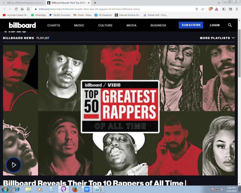 VIBE And Billboard Release A List Of Top 50 Greatest Rappers Of All ...